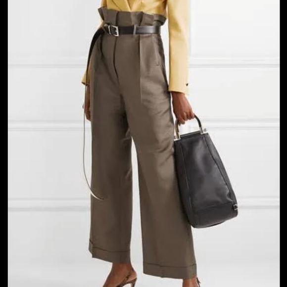 Acne Studios Pants - Acne Studios Paperbag high waist Trousers Wide Leg Antique Brown Wool EUC sz 8